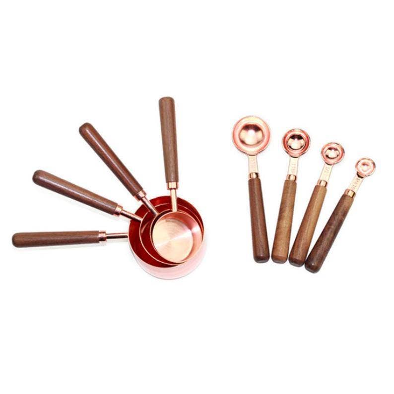 Rose Gold Stainless Steel Measuring Cups Set: 4 spoons