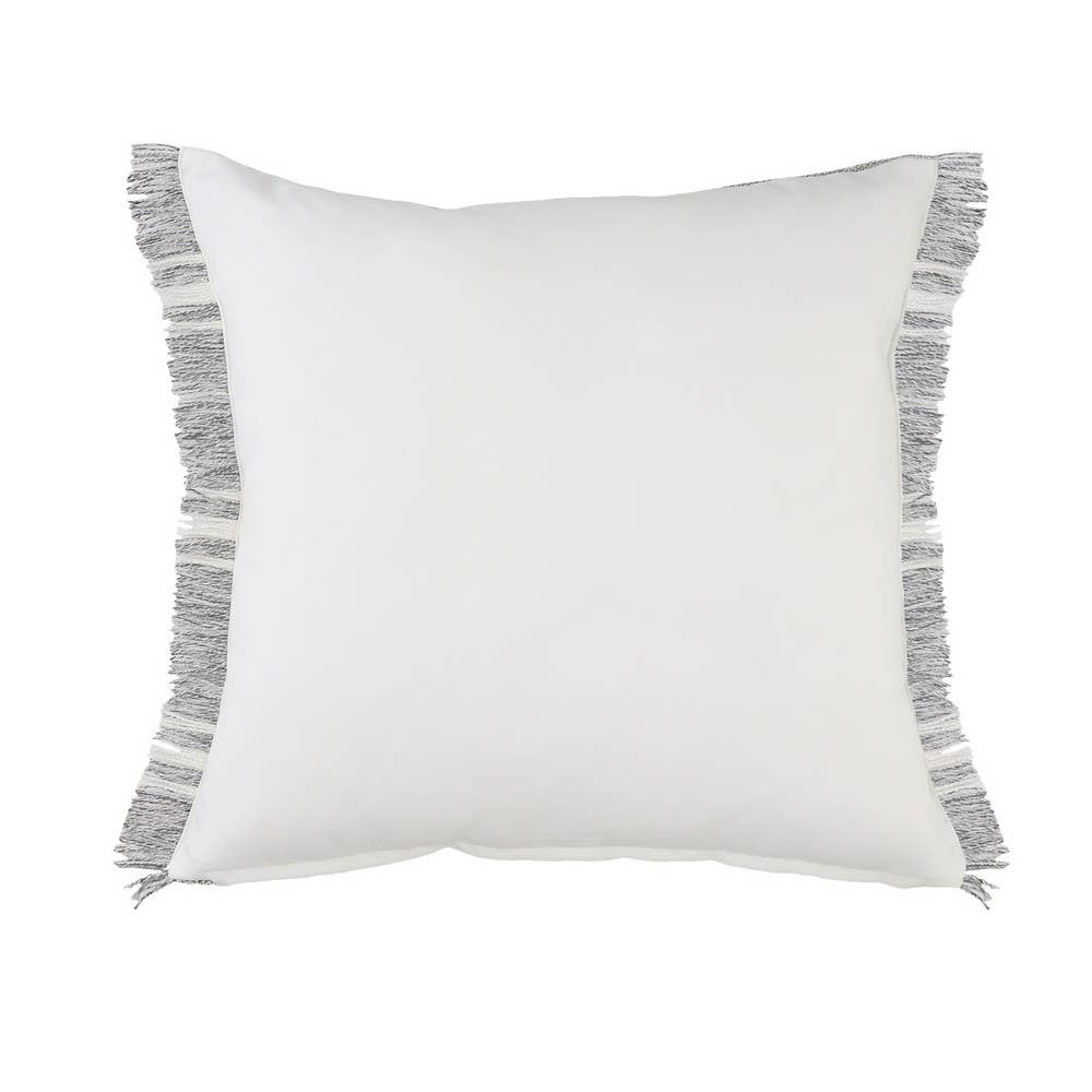 Farmhouse Triple Stripe Throw Pillow with Fringe: Poly Filled