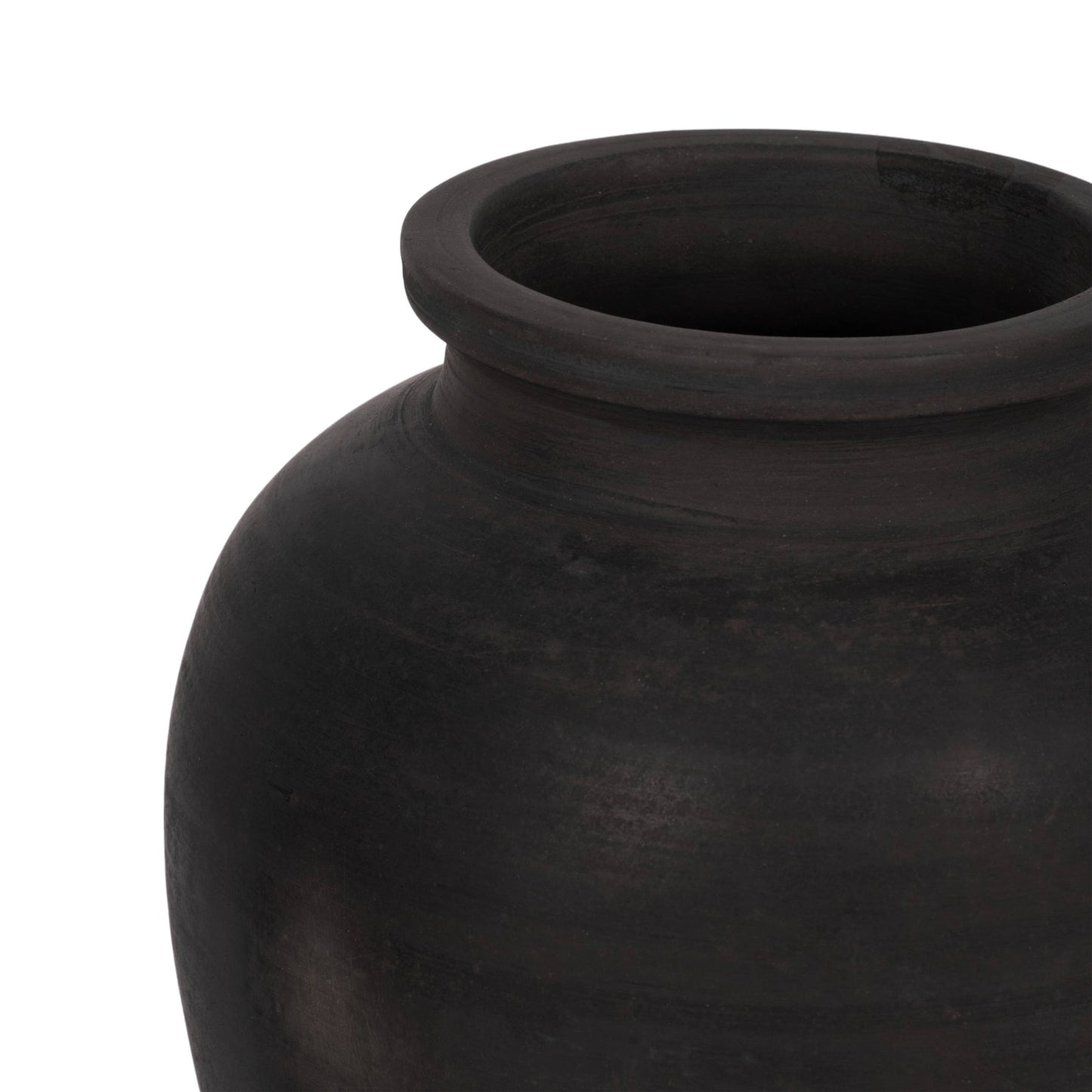 Ceramic Traditional Round Jug Vase - Black, 10 in.