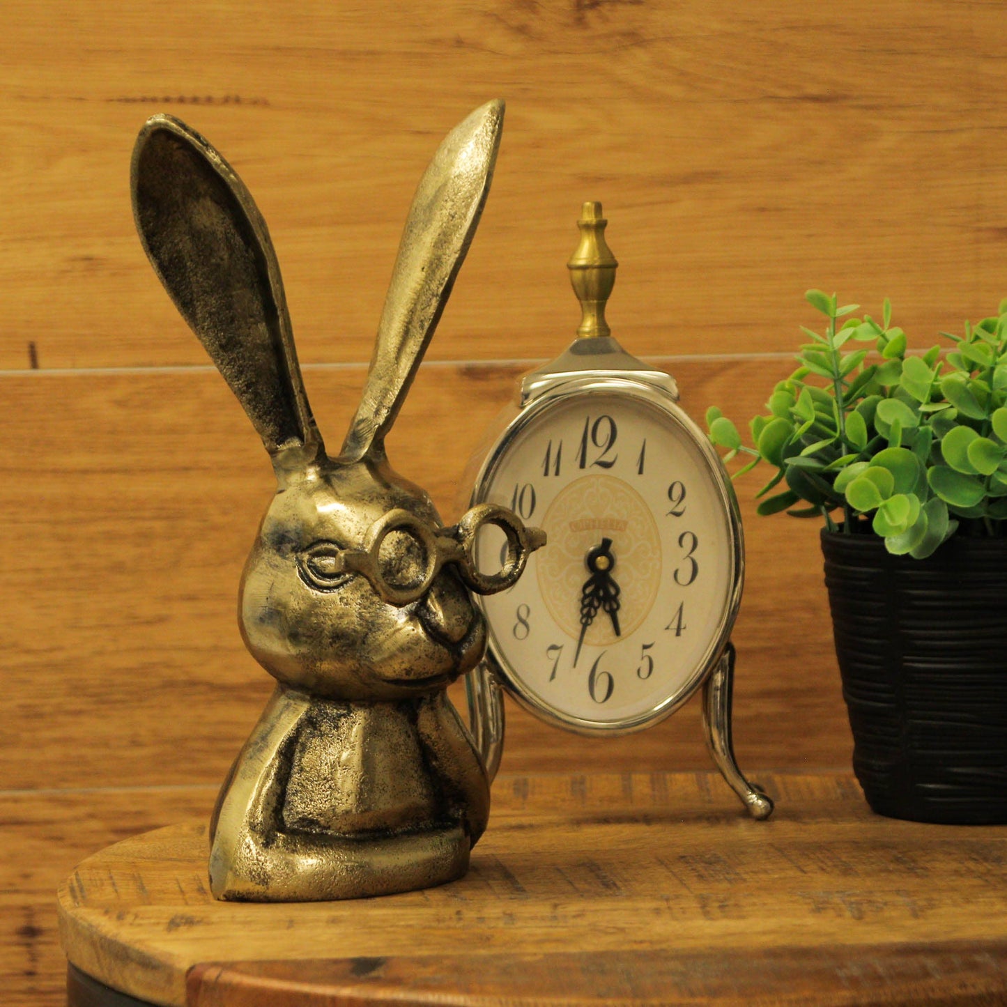 Whimsical Gold Bunny Statue with Spectacles – 10.25" High
