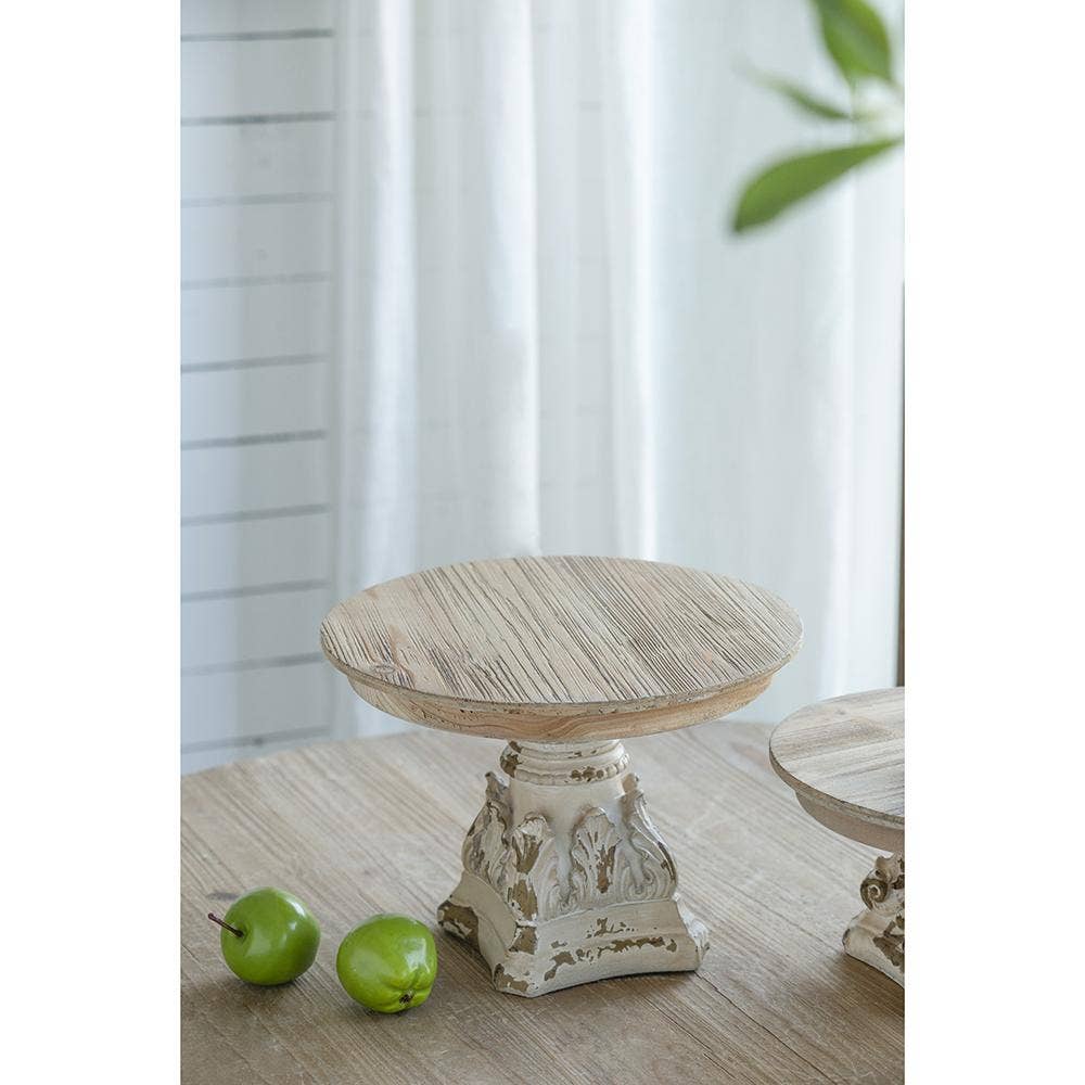 D10.5x7.5" Cream & Brown Wooden Table Top Plate