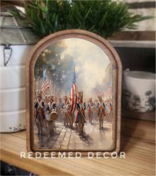 Arch Top Patriotic Band Framed Art: 8.25x11"