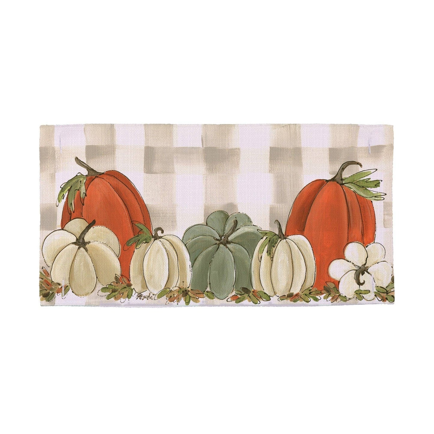 Gray Plaid Pumpkins Pillow Swap
