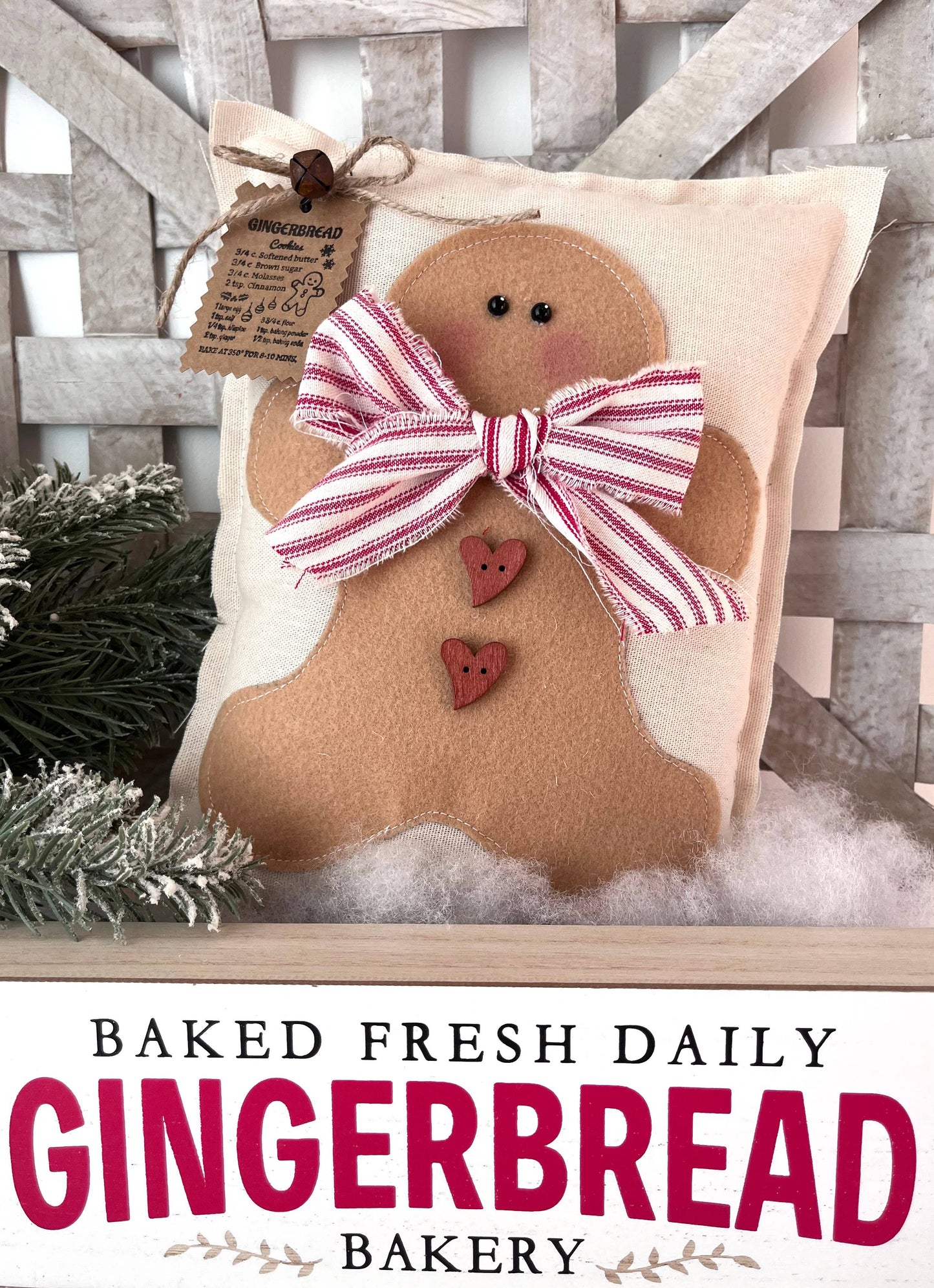 Primitive Gingerbread Decorative Pillow