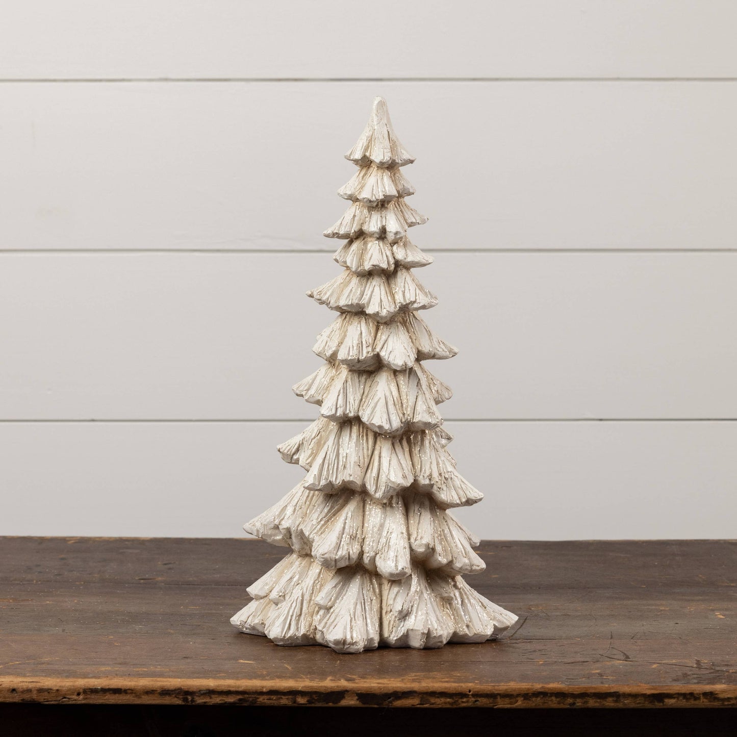 18" GLITTERED CREAM TREE