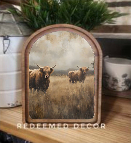 Arch Top Meadow Highlands Framed Art: 8.25x11"