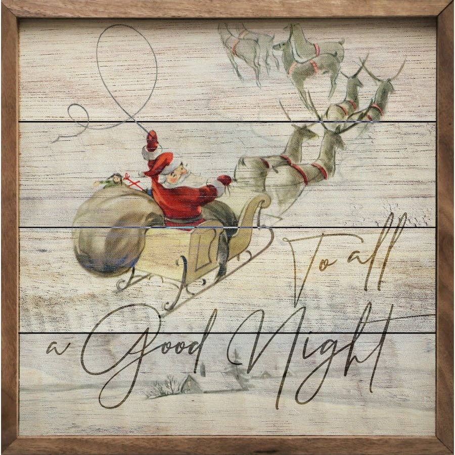 To All A Good Night Sleigh Whitewash: 4 x 4 x 1