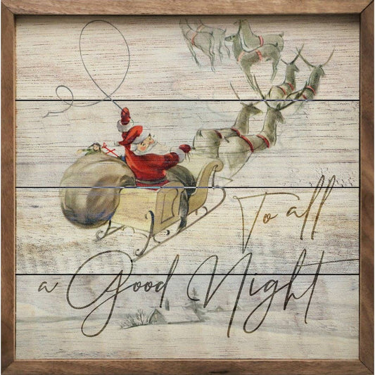 To All A Good Night Sleigh Whitewash: 4 x 4 x 1