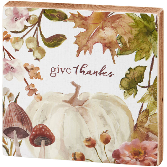 Give Thanks Pumpkin Block Sign