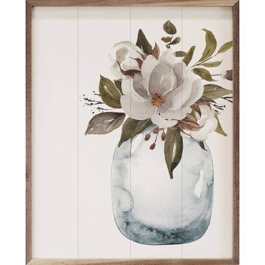 Magnolia And Cotton Vase: 8 x 10 x 1.5