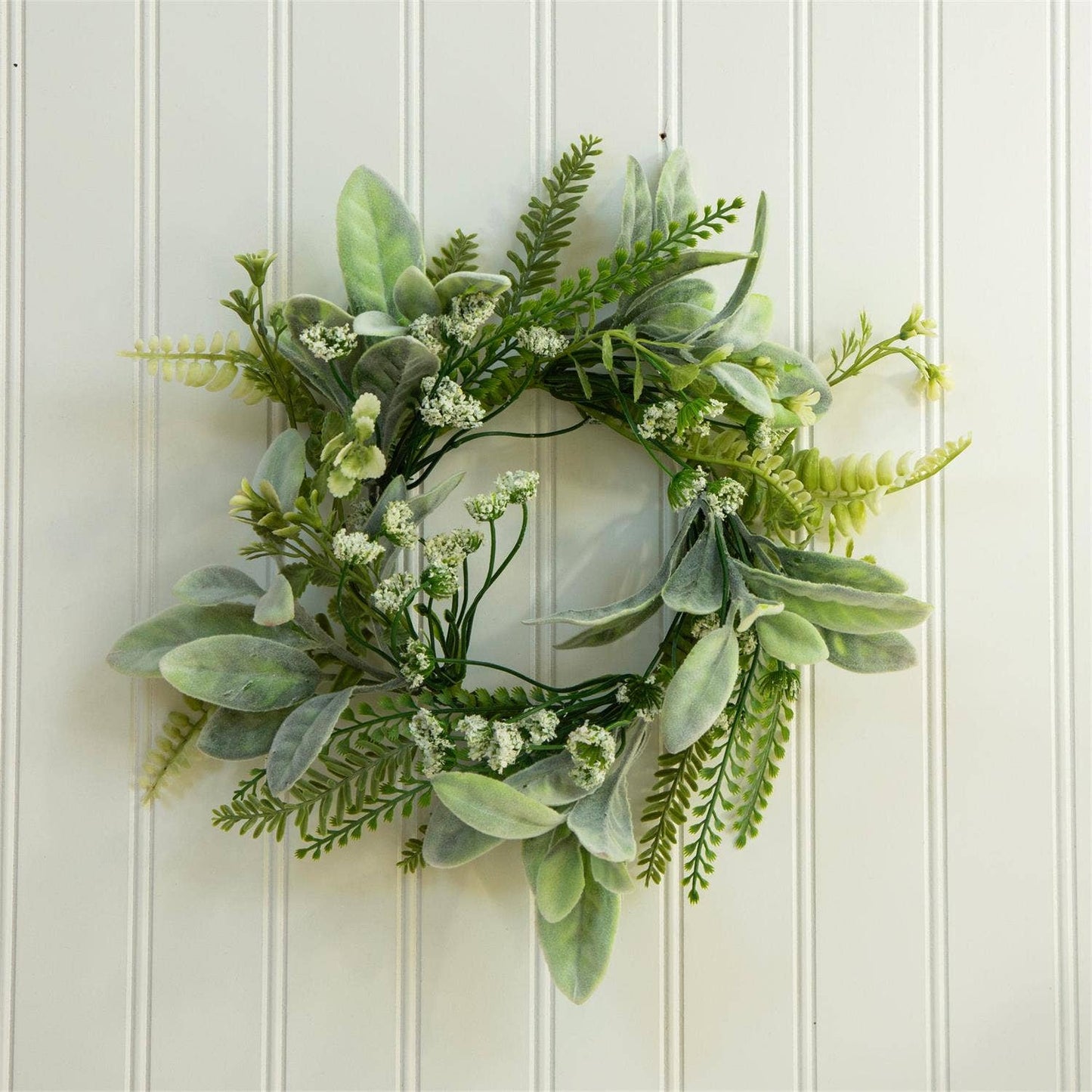 Candle Ring - Lambs Ear And Mixed Greens