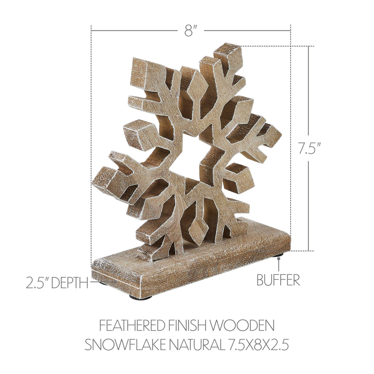 Wooden Snowflake Natural 7.5x8x2.5 Feathered Finish