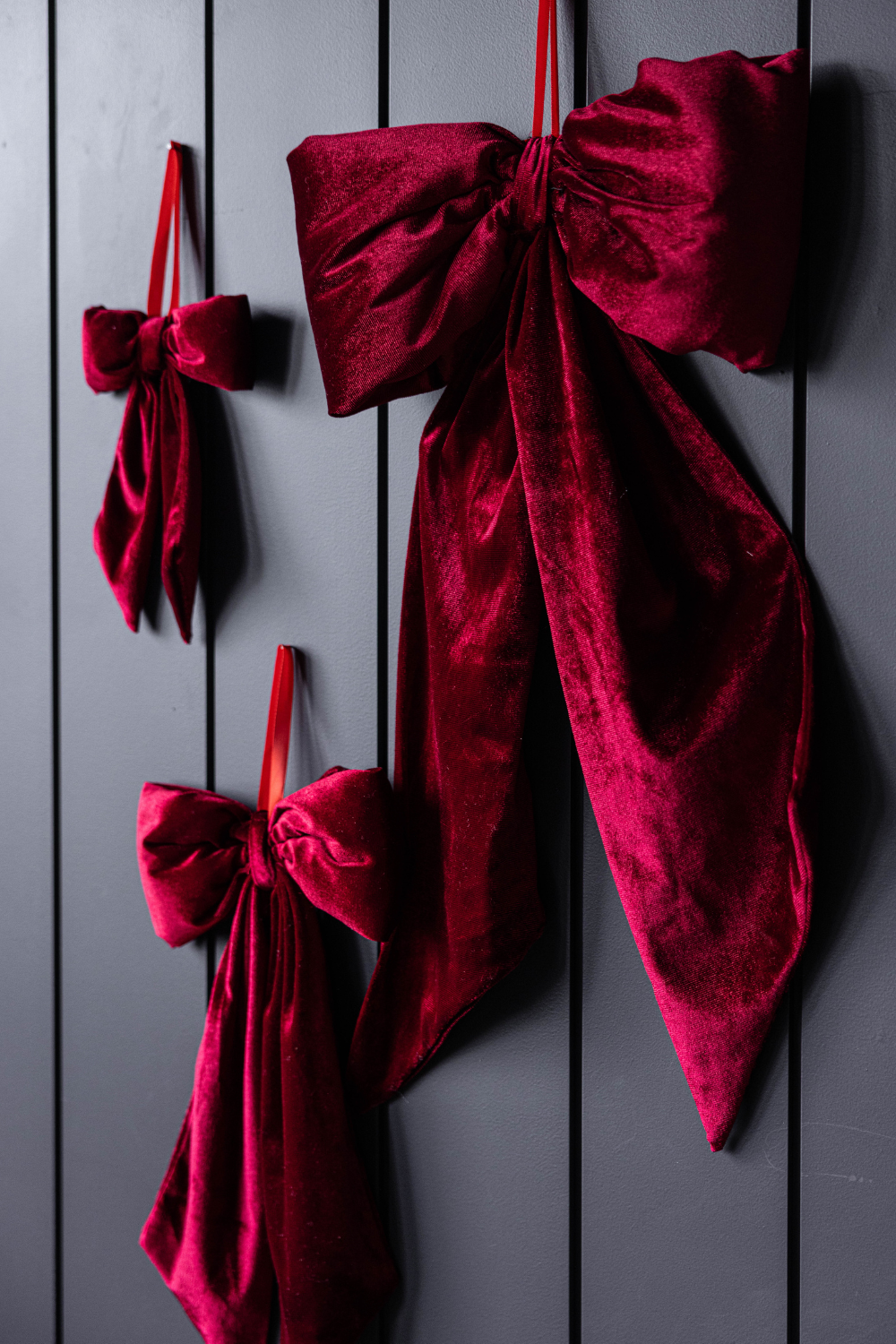 Bows Red Velvet Fabric: Large