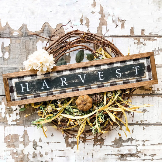 Harvest Plaid Background Sign