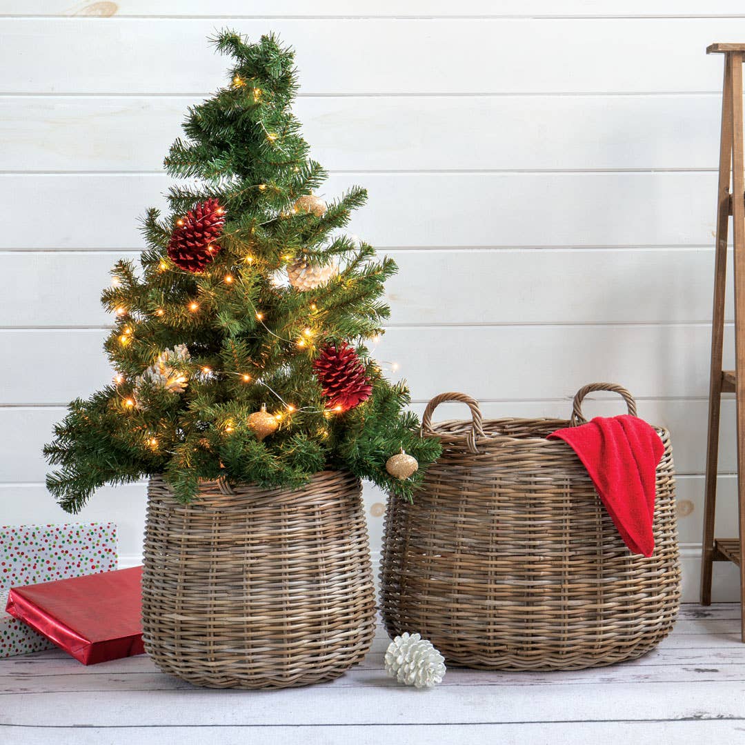 Round Rattan Storage Basket - Large
