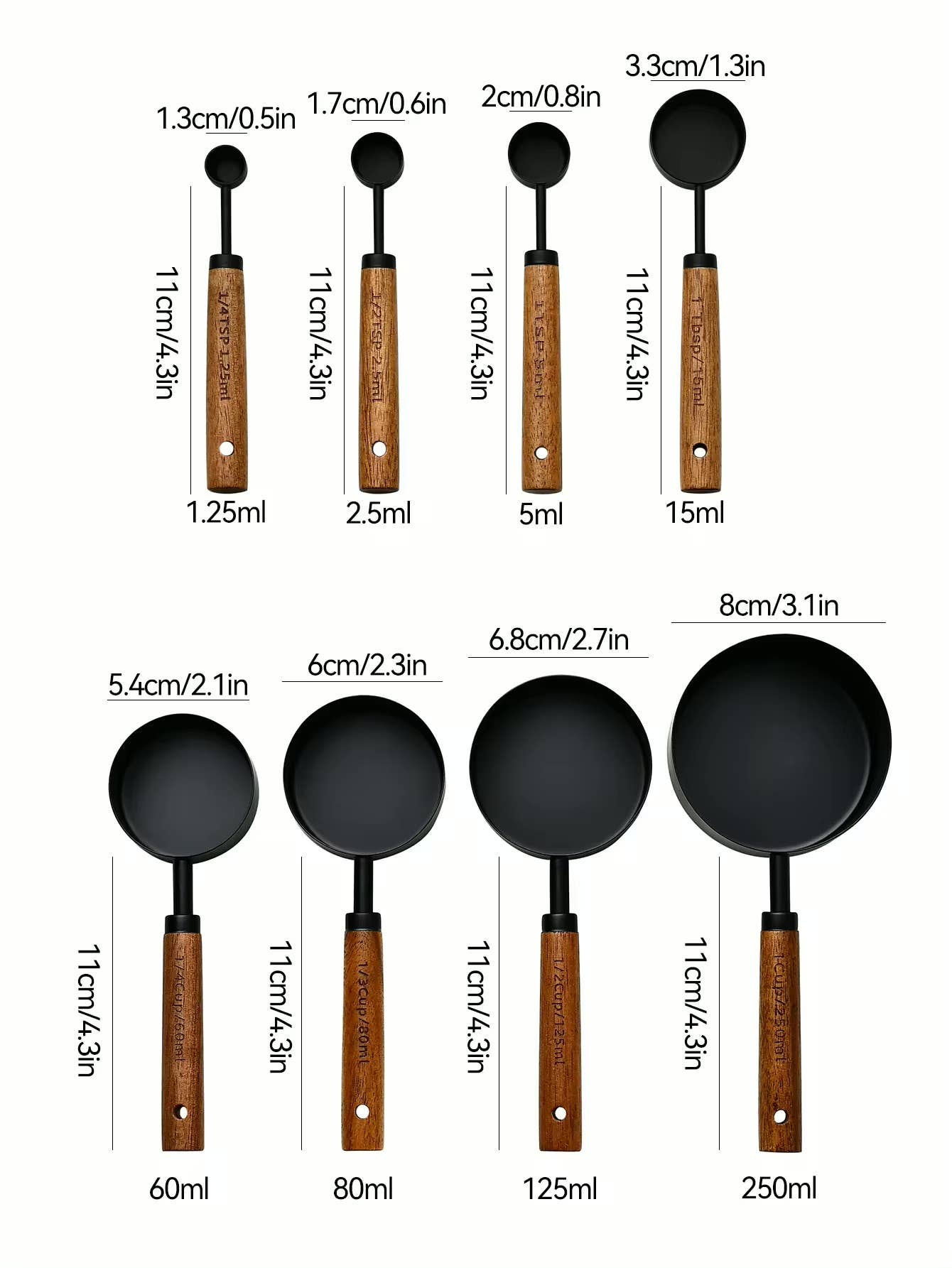 Black Stainless Steel Measuring Cups Set: 4 cups