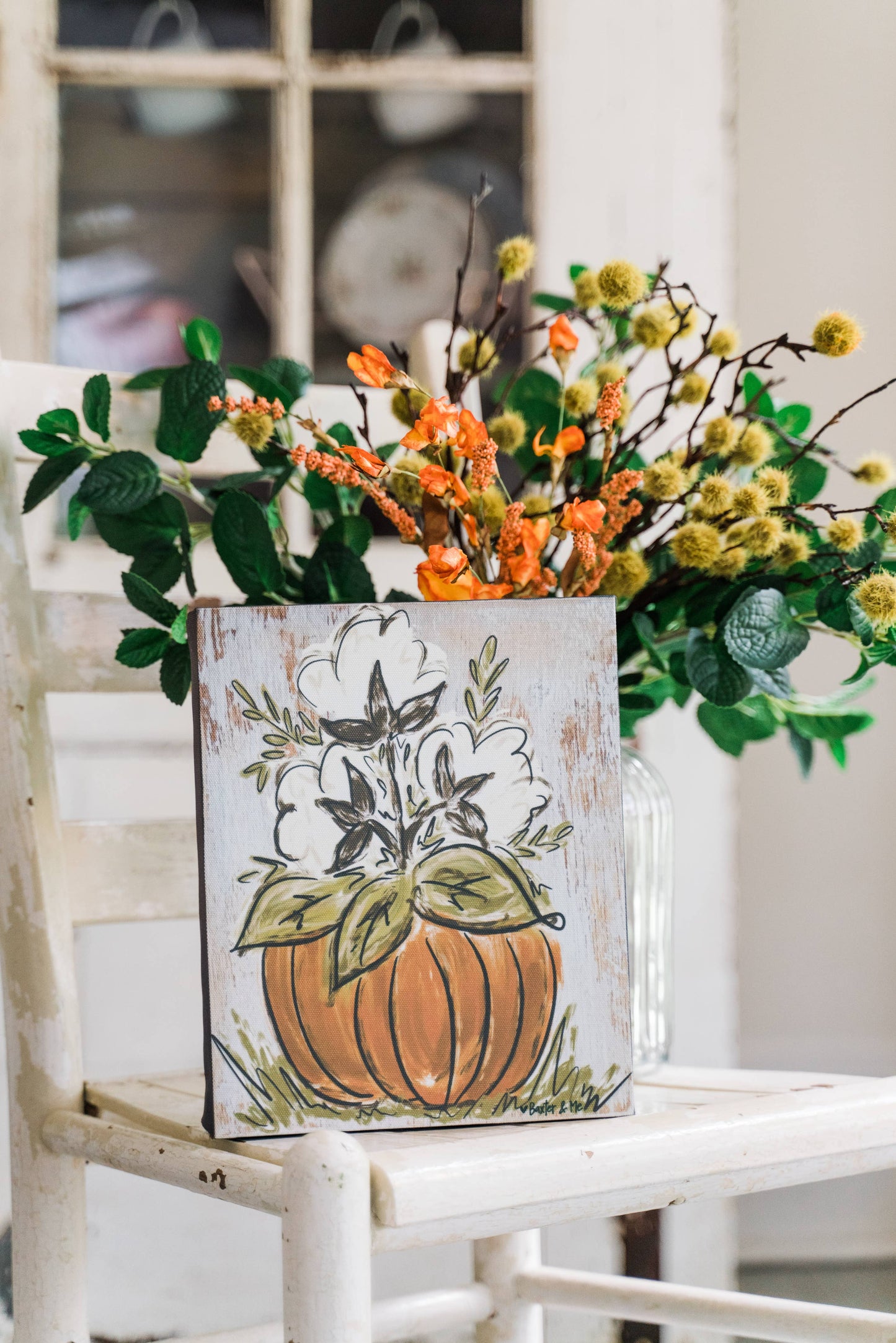 Cotton Pumpkin - Wrapped Canvas: 8" x 10"