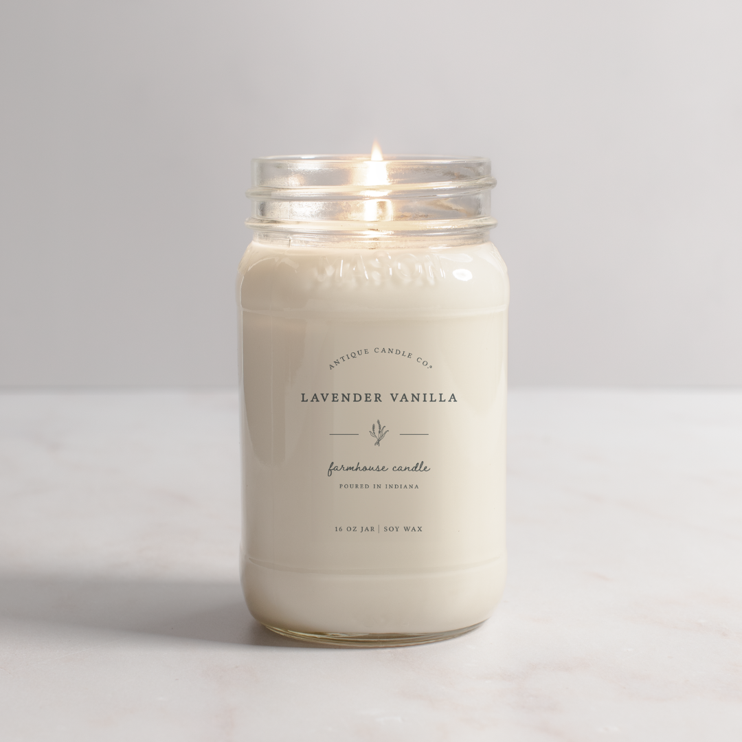 Lavender Vanilla - Soy Wax Candle: 16 oz