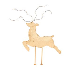 Large Gold Tin Deer Sitter