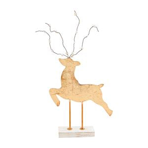 Small Gold Tin Deer Sitter