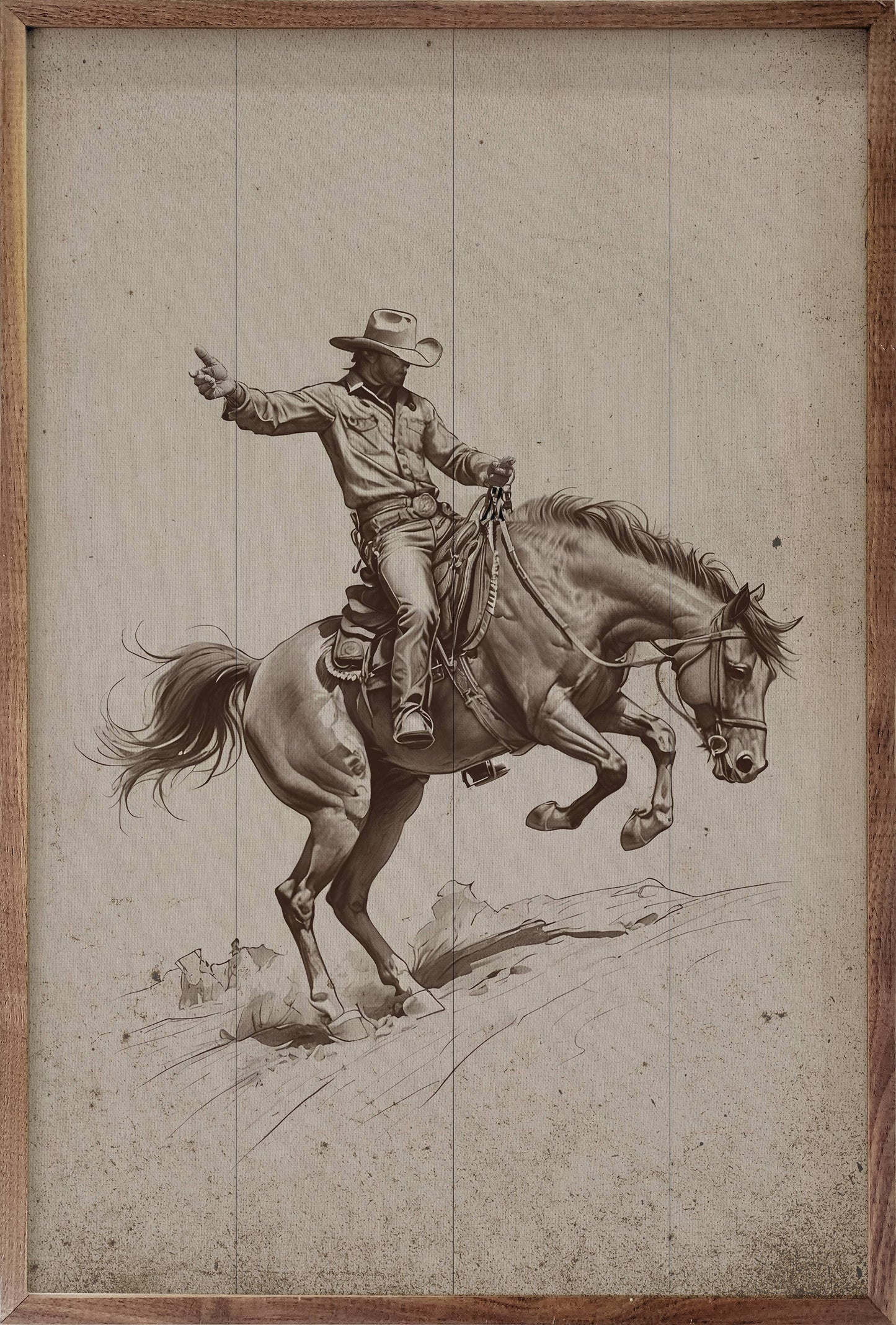 Bronc Riding Cowboy: 16x24