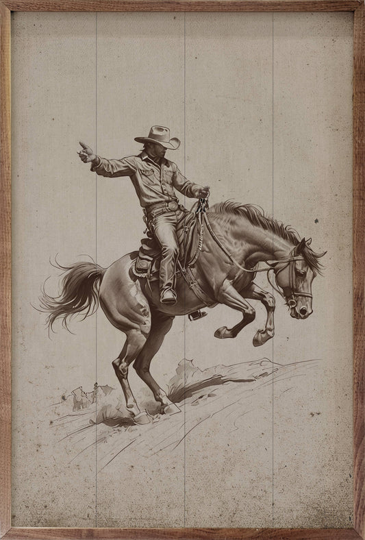 Bronc Riding Cowboy: 16x24