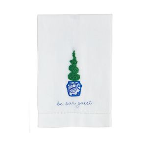 Be Our Guest Boxwood Embroidered Towel