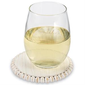 GRAY BEADED WOOD COASTER