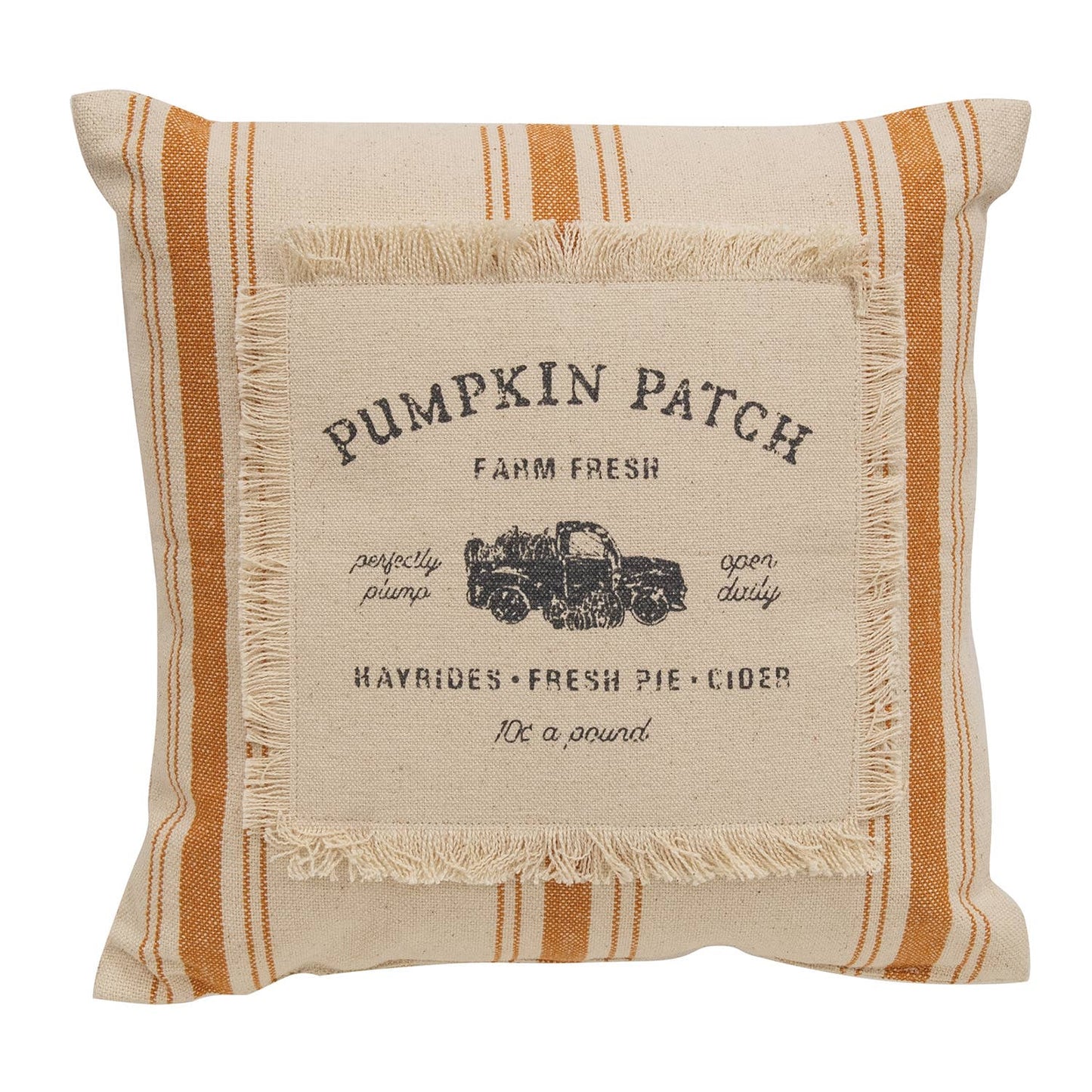 Pumpkin Patch Orange Ticking Stripe Pillow - 10" sq