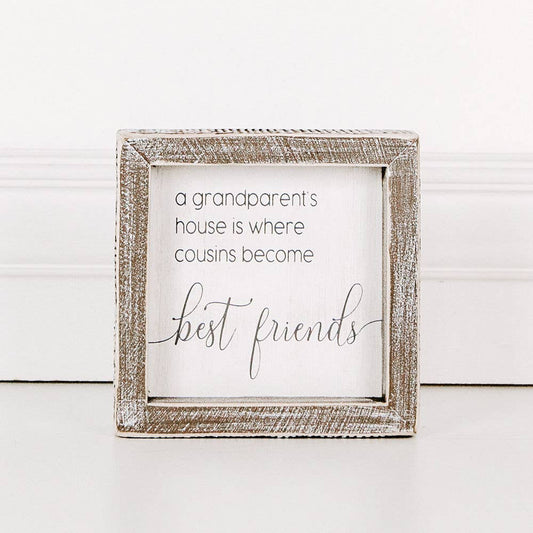 Cousins Become Best Friends - 5x5x1.5 wd frmd wh/gy