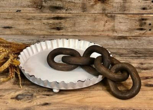 Brown Wood Chain Link Decor Small