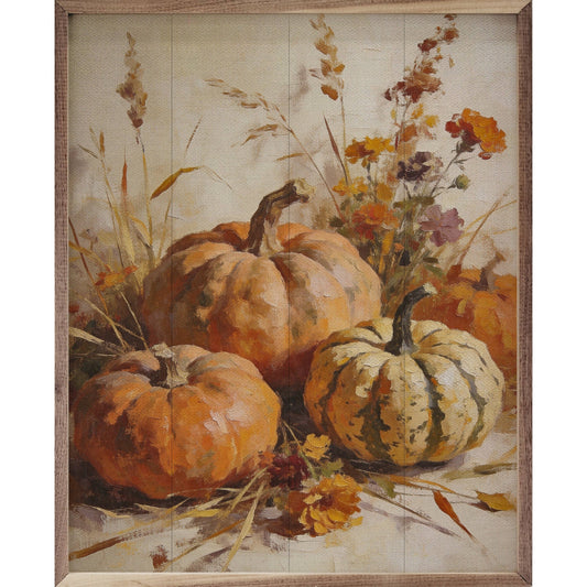 Harvest Pumpkins With Autumn Grasses: 16x20