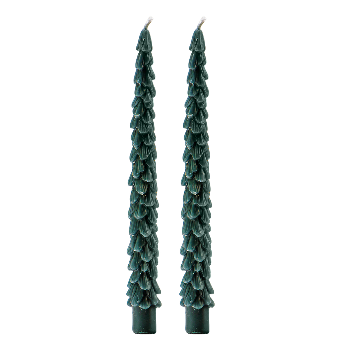 Green Tree Taper Candles, Set of 2 - Christmas Decor