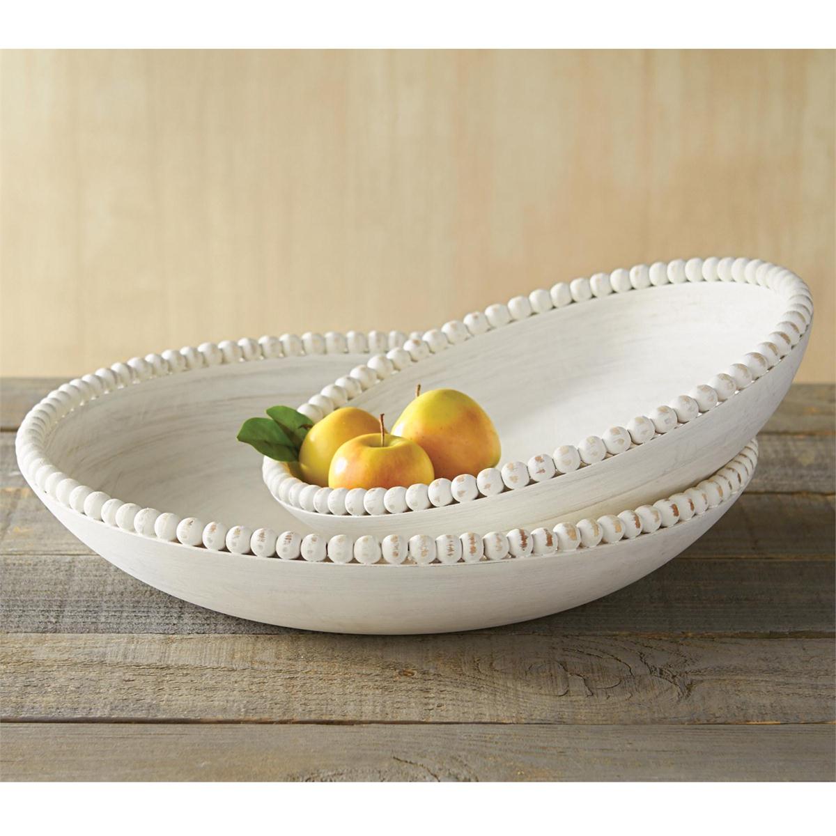 Wood Beaded Bowl - Large