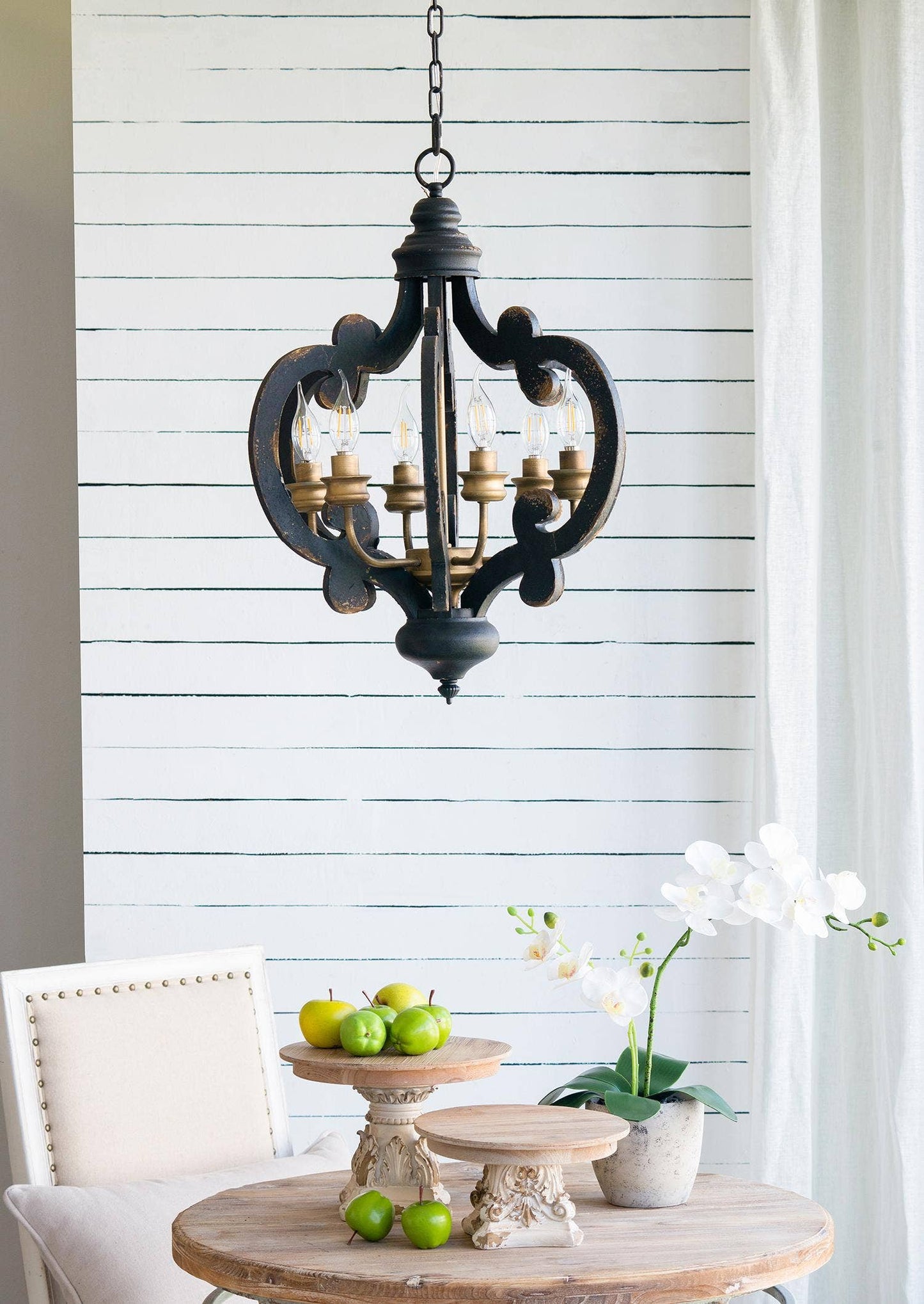 D10.5x7.5" Cream & Brown Wooden Table Top Plate