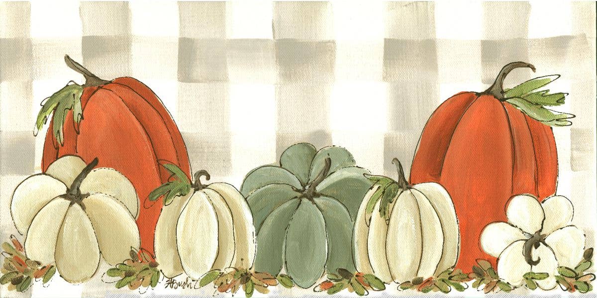 Gray Plaid Pumpkins Pillow Swap