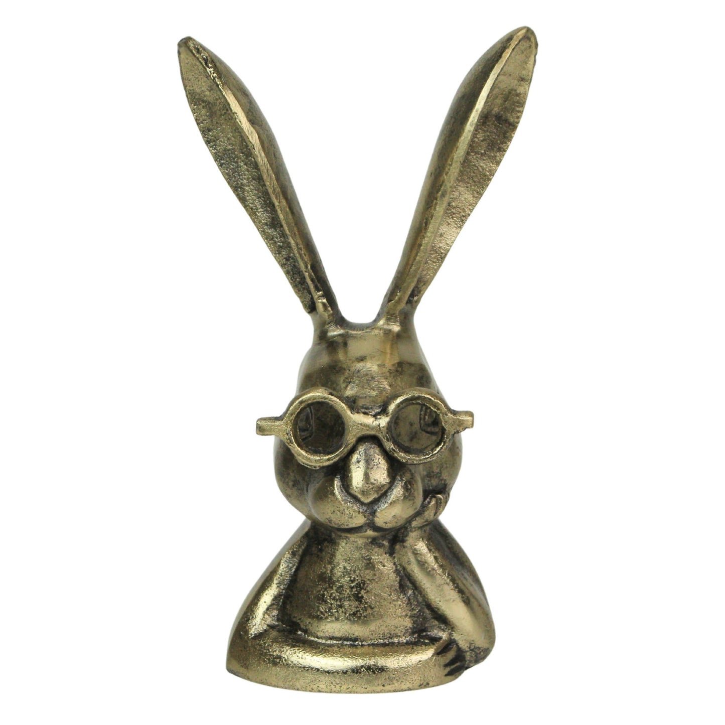 Whimsical Gold Bunny Statue with Spectacles – 10.25" High