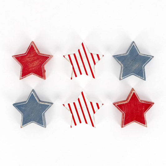 Set of 6 USA stars -  2x2 wood shape