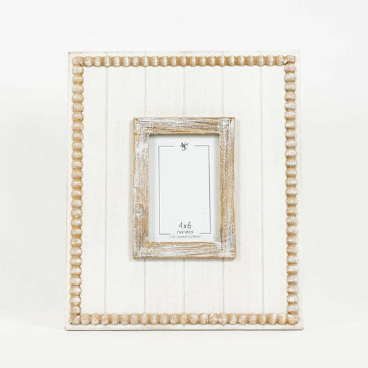 Wood beaded photo frame,  (4x6) photo
