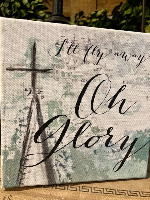 Church song art canvas print, Decorative tabletop accent: 6x6