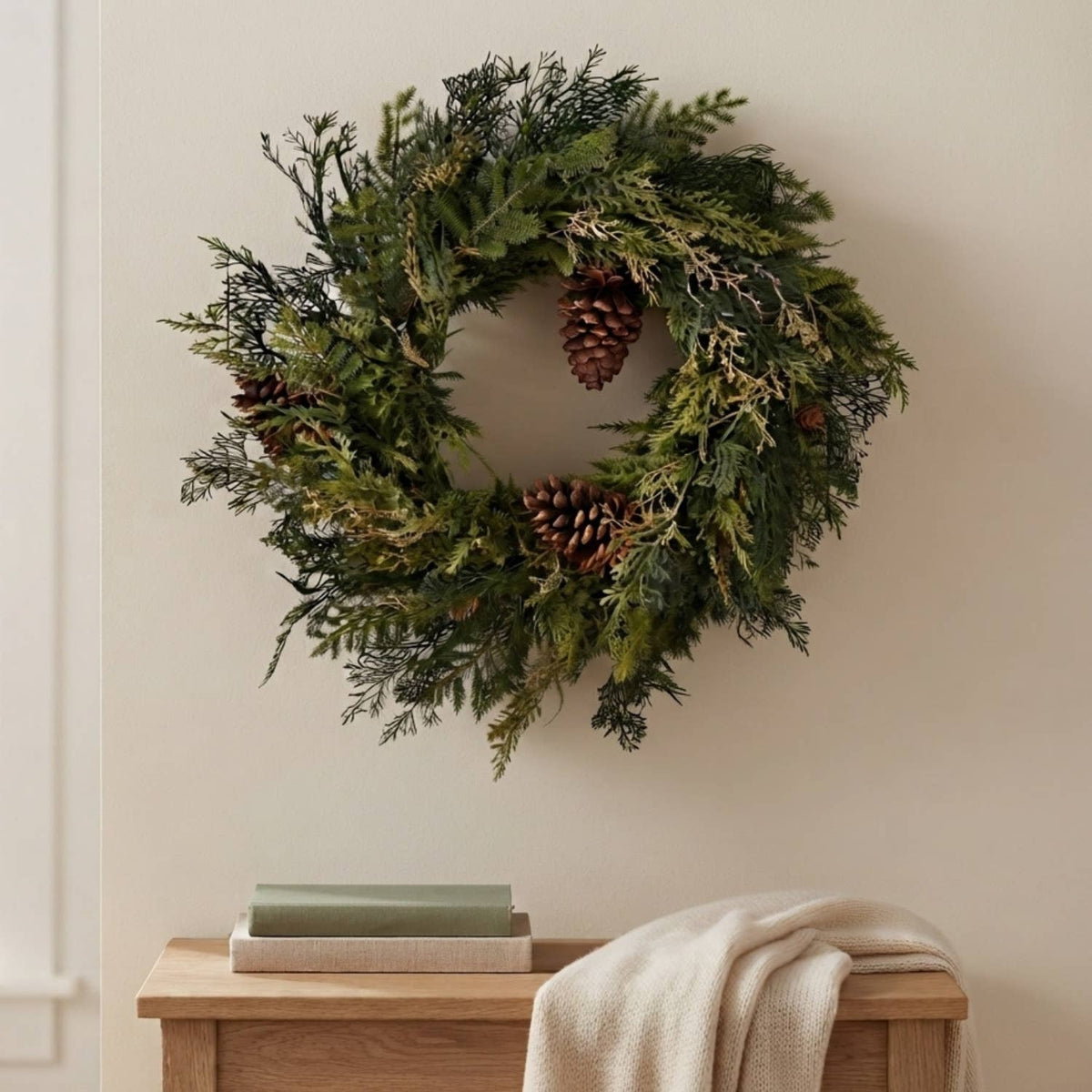 Real Touch Mixed Cedar Wreath 27" | Luxury Christmas