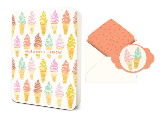 Sweet Birthday Cones Deluxe Greeting Card