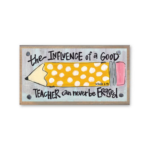Teacher Pencil Driftwood Happy Block