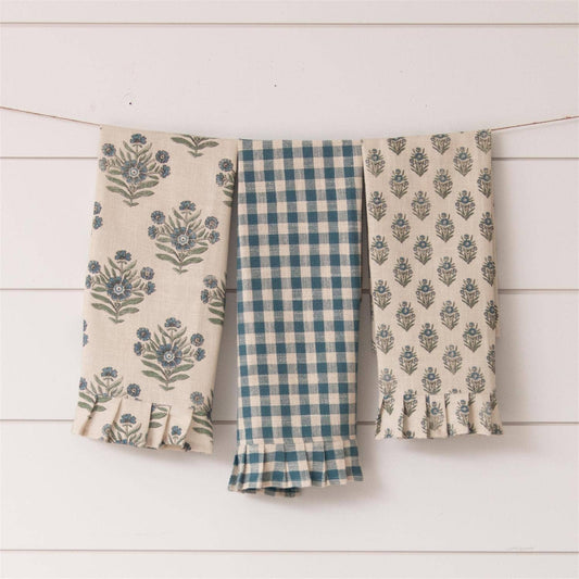 Tea Towels - Blue Block Print Silhouette