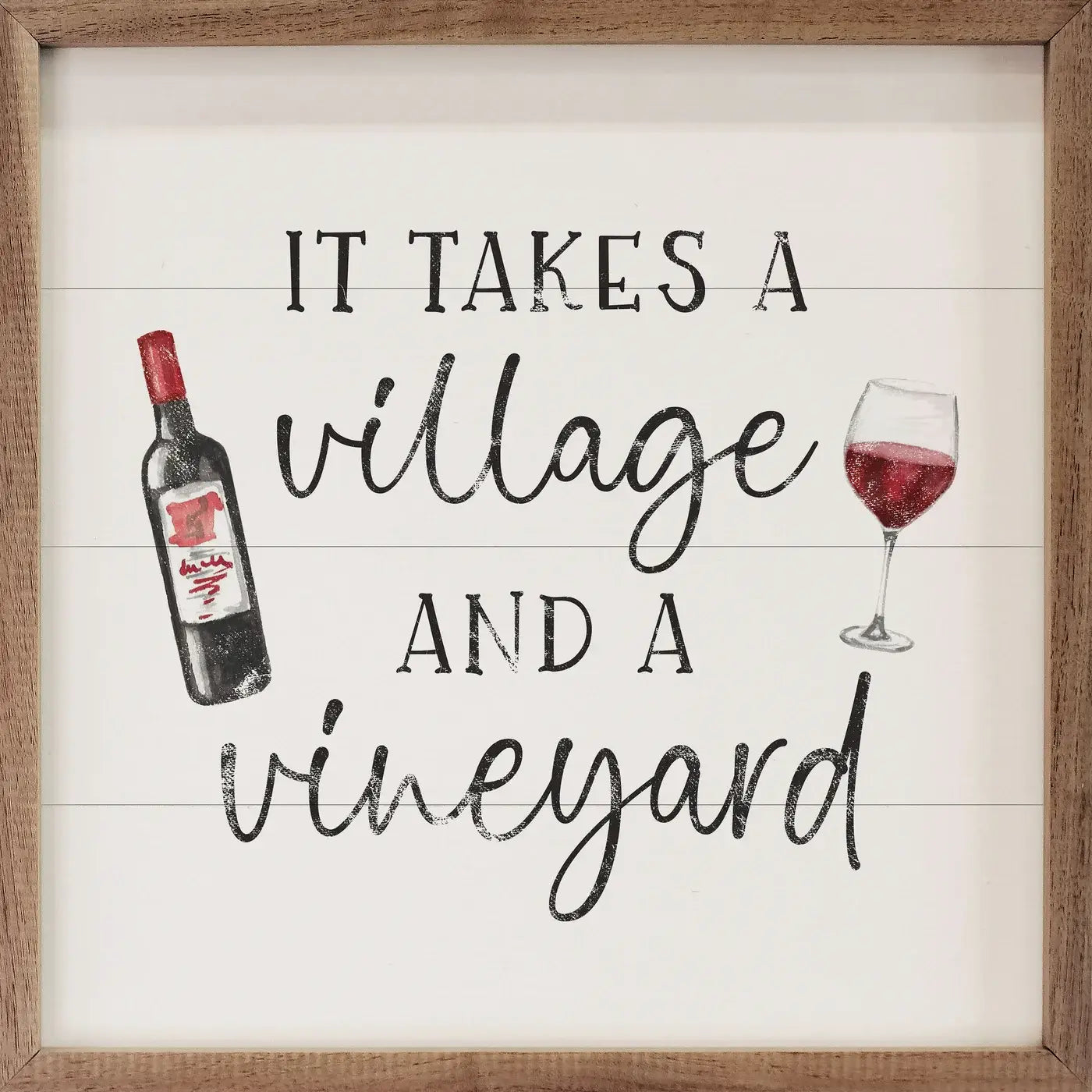 It Takes A Village Wine White: 8 x 8 x 1.5