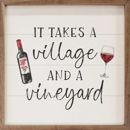 It Takes A Village Wine White: 8 x 8 x 1.5