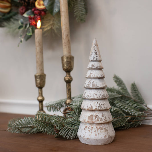 9" WHITE NO BASE WOODEN TREE