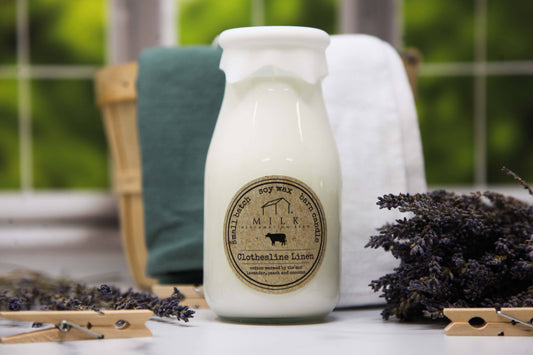 Milk Bottle Candle Clothesline Linen