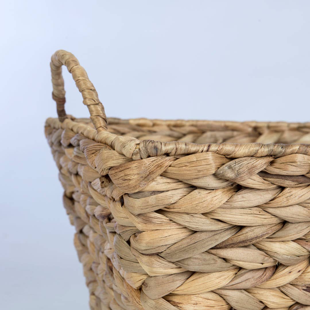 Rectangular Braided Hyacinth Bin w/ Side Handle Home Storage