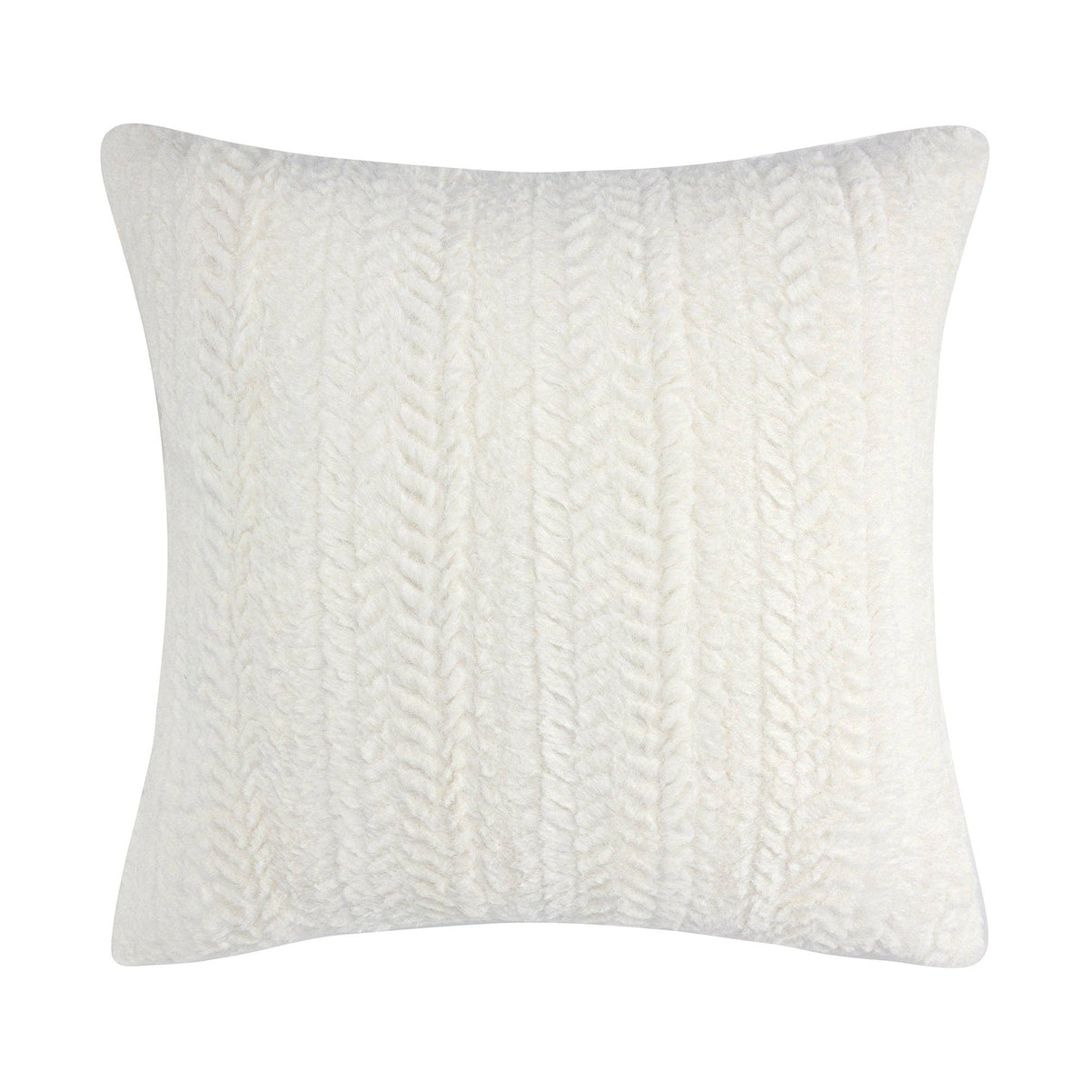 Tinsel Tidings Fur Cable Stripes Pillow: Cream / 18x18